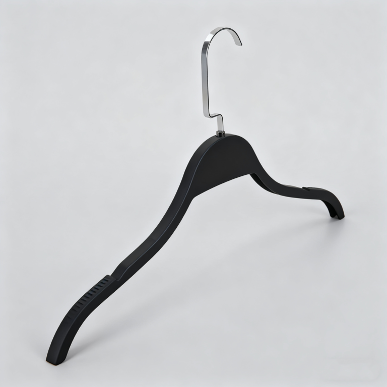 S706 black rubberized hanger with textured shoulder grips