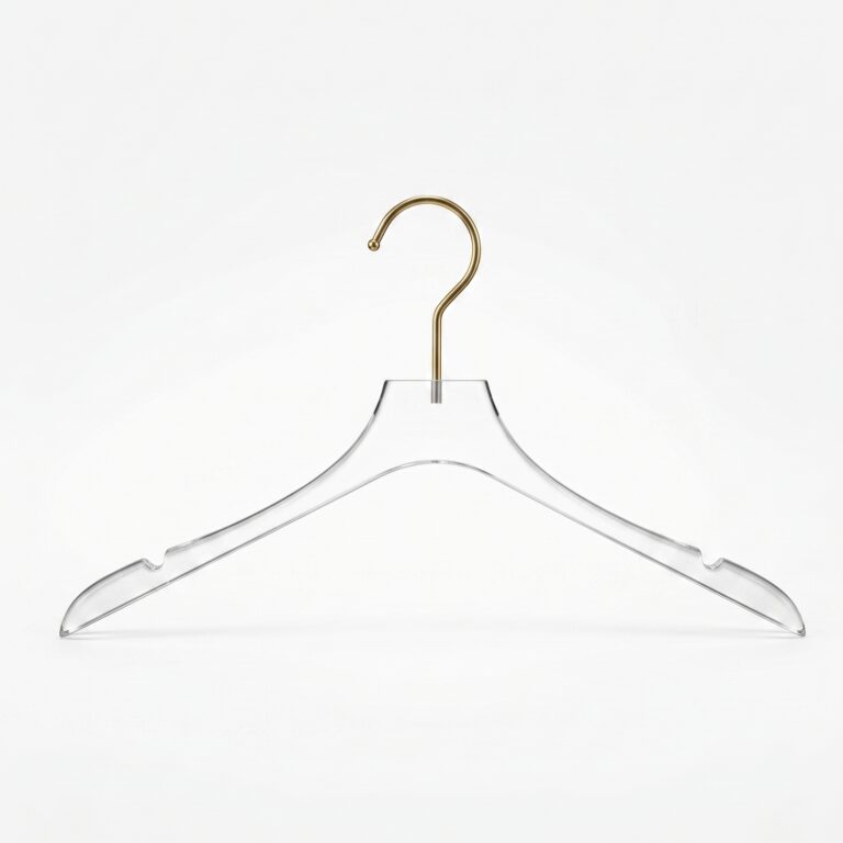 T15 clear plastic notched hanger with 1.5 cm shoulders