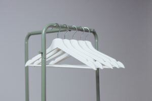 White plastic clothes hangers
