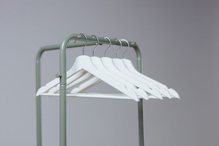 White plastic clothes hangers